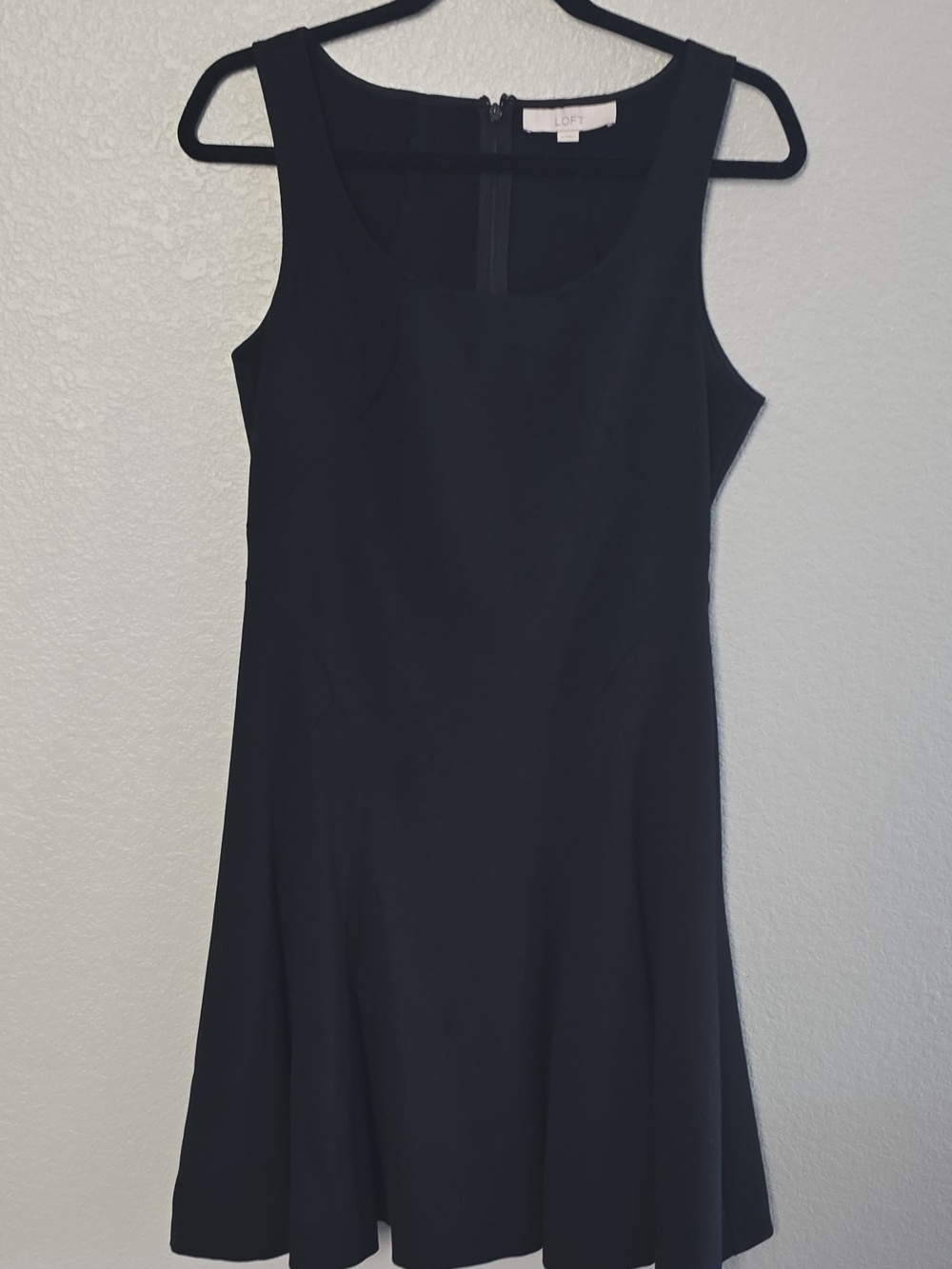 LOFT Black Sleeveless Fit-and-Flare Mini Dress